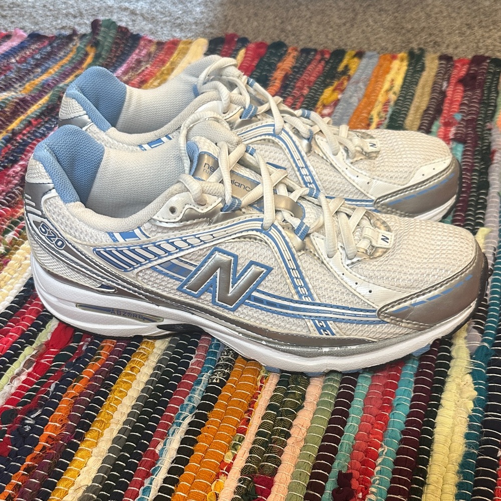 New Balance White and Blue Athletic Shoes